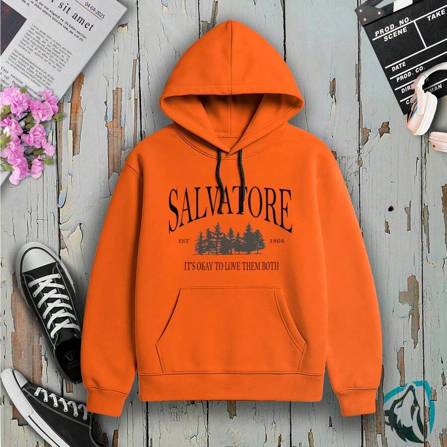 Unisex Everyday Sweatshirt With Salvatore Print - Orange - View 1
