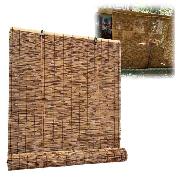 Estor enrollable efecto bambú, Persiana enrollable de Junco, Cortinas Opacas Transpirables  Para Ventanas, adecuadas para interiores y exteriores, variedad de medidas, ✅ Entrega 24/72h a España (península)
