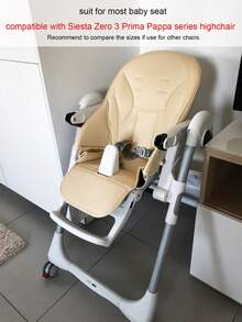 1 件婴儿米色座椅垫，适用于 Prima Pappa Zero3 Peg Perego Siesta Aag Pouch 06 高脚椅 PU 皮革套，带通用 5 点式安全带，四季皆宜，使用易于清洁的婴儿配件 - 米色 - 查看 3