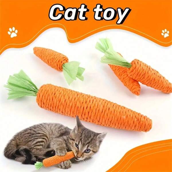 Carrot-Shaped Cat Toy - A Self-Entertainment Chew Scratch Toy Also Suitable For Rabbits & Hamsters, An Indispensable Cat Toy To Release Energy And Strengthen Bonding, Battery-Free