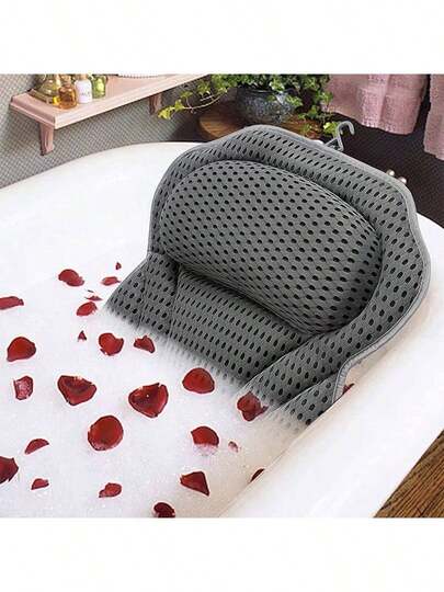1 Piece Bath Pillow, Bathtub Pillow, Neck Support Cushion, Bathtub SPA Mat, Relaxing Head Rest Bathtub Pillow, Portable Washable Bathtub Accessory With 4D Breathable Mesh Thick Soft Bath Pillow