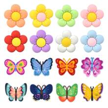 10pcNew Fashionable Butterfly Flower PVC Soft Rubber Detachable Hole Shoe Buckle DIY Beach Bag Hole Buckle Jewelry Accessories Beach Accessories Beach Essentials Vacation Holiday Essentials