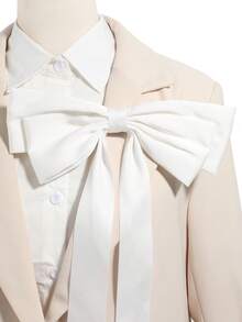 1 件女士休闲优雅纯色领结装饰可拆卸假领，适合派对、宴会、晚礼服、舞台表演