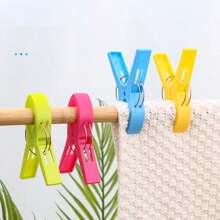 4pcs/Pack Colorful Plastic Windproof Clothespin, Suitable For Securing Beach Towels On Chairs, Durable Plastic Clips, Multi-Purpose Hangers, Yellow, Blue, Green, Red Colors, Protect Your Beach Towels From Wind, Ideal For Vacation, Poolside, Travel-Friendly Accessory