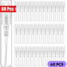 60 piezas de Atomizador de perfume, Botella de spray mini de 2 ml de plástico, Atomizador de perfume transparente, Incluye herramienta de llenado para un llenado fácil, Adecuado para viajes, camping y actividades al aire libre