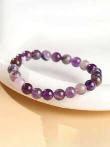 1 件紫水晶和虎眼石弹性手链，女士缓解焦虑瑜伽冥想配件