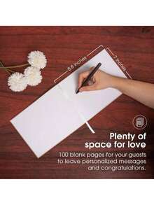 Linen Wedding Guest Book With White Script - Classic Elegant Wedding Decor, Perfect For Bridal Showers And Weddings, Includes Pen For Guests - 100 Pages, 7"X9", Beige Burlap - 粗麻布留言簿 - 查看 3