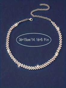 1pc Luxury Rhinestone Claw Chain Welding Necklace, Women's Gift For Wedding, Engagement, Gala