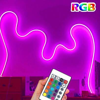 Bedroom Decorative Light Strip 16.4ft Neon Led Strip Lights For Room, RGB LED Strip Lights, 24key Remote, Neon Lights, Flexible DIY Design For Bedroom, Living, Gaming, Party Decoration, LED Neon Strips,LED Lights,Led Strip,Led Lights For Room,Led Lights 16.4ft