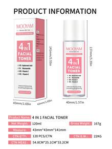 MOOYAM 120ml Tónico facial hidratante de niacinamida - Nutrición profunda con ácido hialurónico, vitamina C y E - Suave, reconfortante, firme, hidratante y blanqueador para mujeres, todo tipo de pieles, apto para viajes