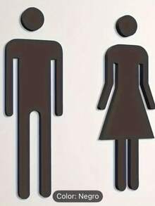 Señalamiento baño autoadherible accesorio decoración orientador fácil instalar materiales resistentes identificación baño hogares oficinas lavables señal simbólica fácil visualizar para recibir invitados - Negro - Ver 1