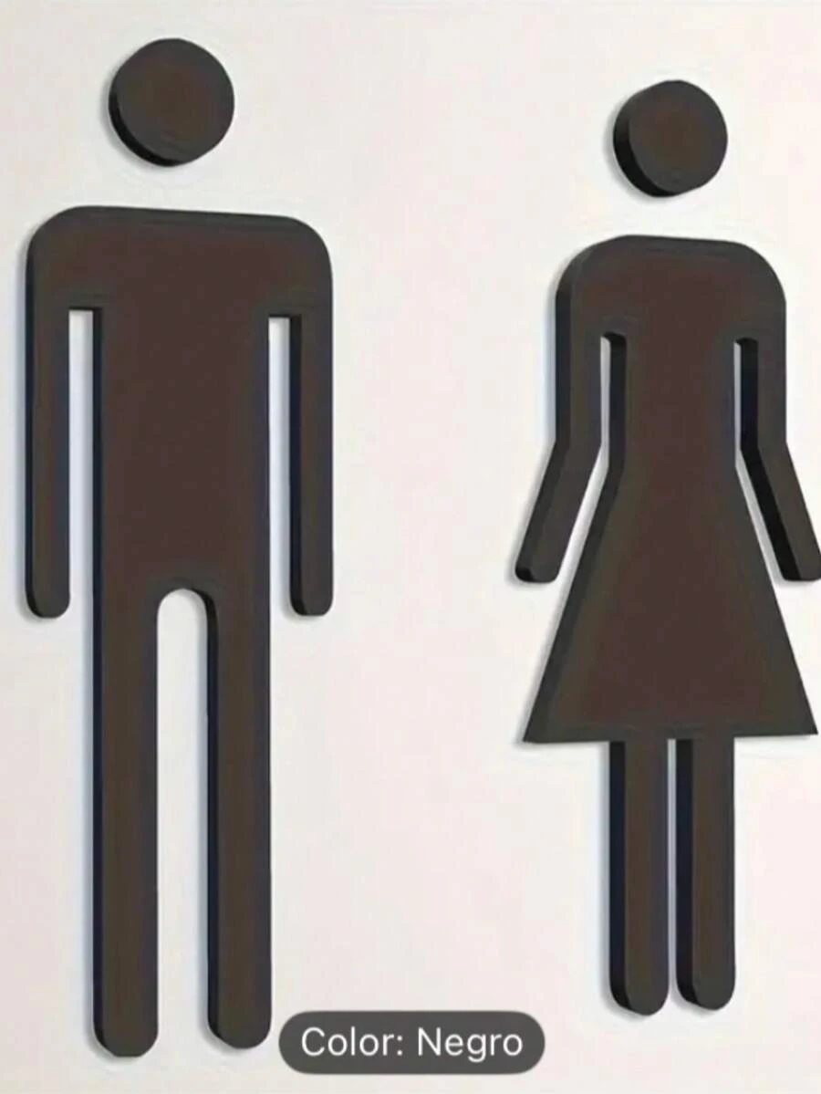 Señalamiento baño autoadherible accesorio decoración orientador fácil instalar materiales resistentes identificación baño hogares oficinas lavables señal simbólica fácil visualizar para recibir invitados - Negro - Ver 1