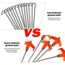 11 件重型螺丝帐篷和遮阳篷钉套装 - 易于安装，无需锤钉，确保户外露营，耐用钢材，不生锈，包括储物盒、露营帐篷配件。（橙色） - 橘色 - 查看 8