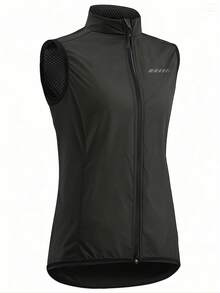 Qualicos Women's Full Zip Breathable Cycling/Running/Hiking Vest, Outdoor Sports Reflective Sleeveless Activewear With Back Pocket Summer - Black - View 2