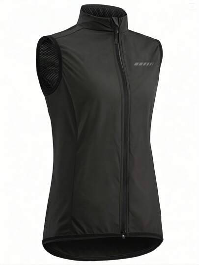 Qualicos Damen Fahrrad Lauf- und Wanderweste mit Reißverschluss, atmungsaktiv, Outdoor Sport reflektierende Ärmellose Sportbluse, Rücktasche