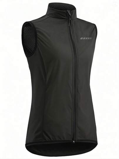 Qualicos Women's Full Zip Breathable Cycling/Running/Hiking Vest, Outdoor Sports Reflective Sleeveless Activewear With Back Pocket