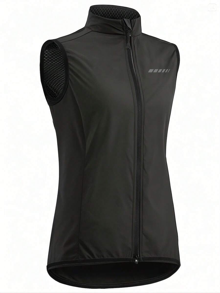 Qualicos Women's Full Zip Breathable Cycling/Running/Hiking Vest, Outdoor Sports Reflective Sleeveless Activewear With Back Pocket Summer