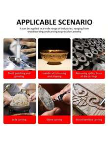 JANGKLIFE 多功能电动打磨工具套装，便携式USB充电，全套54个配件和16个雕刻模板，3种转速5000rpm-18000rpm，配备锂离子电池，适用于研磨、切割、抛光、雕刻、打磨、钻孔和DIY创作 - 黑色 - 查看 8