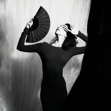 中国风黑色复古手扇，竹柄丝质扇面折叠扇，适合跳舞、婚礼、聚会、中国舞 - 扇子(無扇袋) - 查看 5