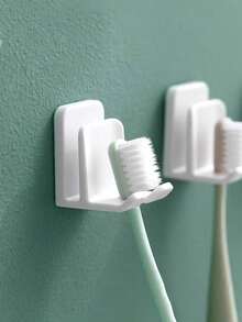 4/2 piezas Soporte adhesivo de silicona para cepillo de dientes - Ganchos multifuncionales para baño, ducha, cocina, oficina, sin necesidad de perforar, almacenamiento ahorra espacio, percha práctica