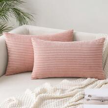 1/2 capas de almofada decorativas de veludo cotelê, 40 x 40 cm, capa de almofada macia para sofá, quarto, sala de estar, varanda, rosa