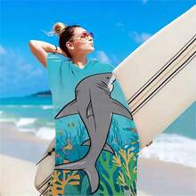 独角兽连帽沙滩巾，独角兽设计，带帽，超柔软吸水超细纤维，适用于泳池、浴室、海滩 - 可机洗，泳池配件 | 富有想象力的设计 | 高品质纺织品，美容院家居浴室适用沙滩巾