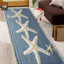 1set/1pc/2pcs Starfish Pattern Bathroom Anti-Slip Mat, Made Of Artificial Cashmere Material With Fluffy Decoration, Suitable For Doors, Bathrooms, Kitchens And Other Occasions, Machine Washable, Non-Slip, Daily Decoration, Can Be Given As A Gift To Friends, Men And Women