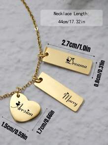 Colar Retangular Personalizado com Tema de Amor, Colar com Nome Personalizado, Colar Personalizável de Aço Inoxidável, Colar Delicado para Mulheres, Presente de Aniversário, Presente de Casamento, Dia dos Namorados, Aniversário, Formatura, Uso Diário, Ideias de Presente para Ela/Ele, Amigos, Crianças, Casais, Melhores Amigos, Mulheres, Família