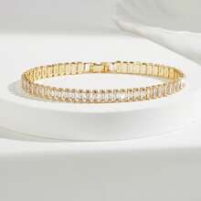 1 قطعة سوار موضة أسلوب بوهيمي ألماس زركونيا 5 مم لامع بطلاء ذهبي للزينة اليومية أو الحفلات أو كهدية