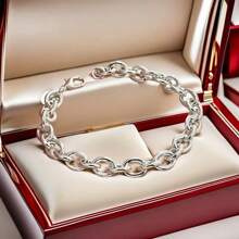 1 Peça Bracelete Fivela Redonda em Prata Esterlina, Presente Perfeito para o Dia dos Namorados ou Dia das Mães