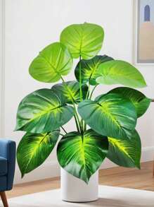 1 Bund großer künstlicher grüner Philodendron Pflanzen, geeignet für Außendekoration, Heim- und Bürodekoration, Tischgestecke, auch ideal für Hochzeiten, Geburtstage, Jahrestage, Ostern, Muttertag, Juni, St. Patrick's Day, Valentinstag, für Innen- und Außenbereich