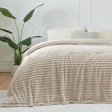 Super Soft King Blanket Pink Premium Silky Flannel Fleece 3D Ribbed Jacquard Lightweight Bed Blanket All Season Use (Pink Ribbed, King(90"X110")) - 亞麻羅紋 - 查看 7