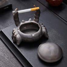 1pc Crab Ceramic Ashtray With Lid, Chinese Style Cute Desk Decor For Home & Office Best Gifts Birthday Graduation - Multicolor - View 8