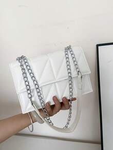 Geometric Embossed Fashion Chain Shoulder Bag