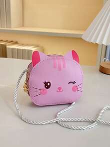 1pc PU Zipper Cartoon Winking Cat Cute Coin Purse, Round Crossbody Bag, Korean Style Mini Bag, Unique Design, Comfortable Adjustable Strap, Suitable For Daily Commute And Leisure, Great Gift - Cat Coin Purse - View 12