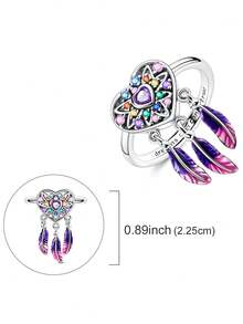 1 Pc 925 Sterling Silver Women Finger Rings Original Colorful Cubic Zirconia Shine Starry Dreamcatcher Elegance Fine Jewelry Fits Daily Party Shopping Wear