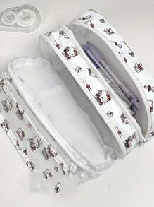 Sanrio 1 PC Genuine Sanrio Hello Kitty Pencil Case - Cute Canvas Large Capacity Organizer With Zipper Closure, Stylish For Daily Office Supplies, Large Capacity Case | Charming Aesthetic | Quality Zipper Feature, Cute Pencil Case , Back To School Gifts