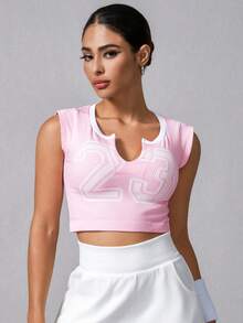 NcmRyu 1 件女式涂鸦设计性感短款修身露脐运动短袖上衣