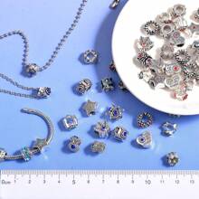 Large Hole Metal Spacer Beads For Bracelet Necklace Jewelry Making, Rhinestone Focal Beads For Pen Hair Keychain, Mixed Style