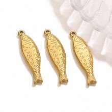 1pc Stainless Steel Fashion Design Small Fish Big Fish Pendant DIY Necklace Earrings Jewelry Accessories Making Gift