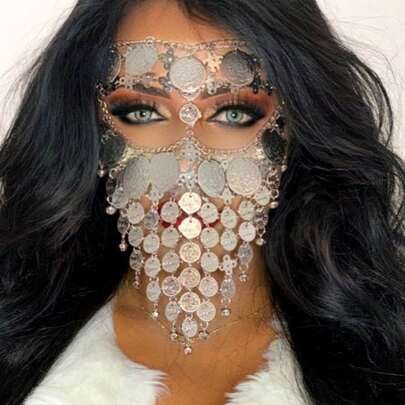 Coin Tassel Mask Hair Accessories Suitable For Arab Middle East India Traditional National Costume Headdress Jewelry