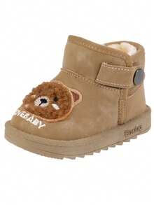 1 Pair Cartoon Snow Boots Warm Thick Winter Boots For Infant/Toddler Boys And Girls - Khaki - View 2