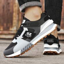 Men's Vintage Old School Style Sneakers, Comfy Non Slip Durable Lace Up Shoes For Men's Outdoor Activities - 黑色 - 查看 2