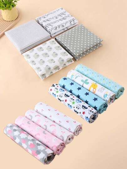 4pcs Baby Flannel Swaddle, Newborn Blanket Wrap, Infant Receiving Blanket, Baby Printed Swaddle Blanket Wraps