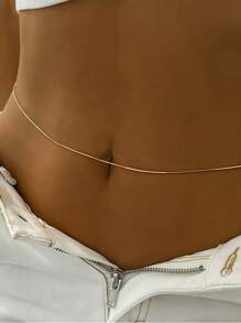 1 Piece Of Women's Stainless Steel Round Snake Chain Waist Chain Bikini Belly Chain Body Chain Summer Beach Accessories Adjustable