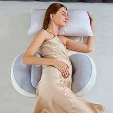 舒适的侧卧孕妇枕，具有腹部和背部支撑，是孕妇的理想选择，孕妇枕，准妈妈的睡眠辅助器，支撑性睡眠助手，透气枕头