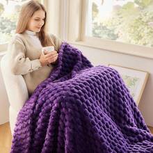 Super Soft King Blanket Pink Premium Silky Flannel Fleece 3D Ribbed Jacquard Lightweight Bed Blanket All Season Use (Pink Ribbed, King(90"X110")) - 紫色 - 查看 2
