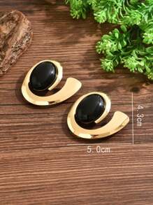 1 Pair/2 Pcs Exaggerated Geometric Waterdrop Shaped Stud Earrings, Suitable For Women's Daily Wear