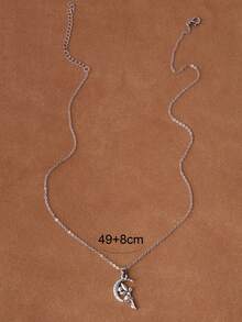 1 pieza Collar con colgante de ángel de color plateado para niñas - Plata antigua - Ver 8