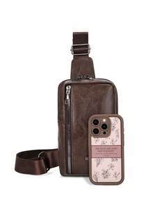 Men's Sling Bag, New Valentine's Day Design, Waterproof Material, Lightweight And Comfortable, Spacious Interior, Suitable For Campus, Outdoor, Street And Other Occasions, Retro Style - Brown - View 4